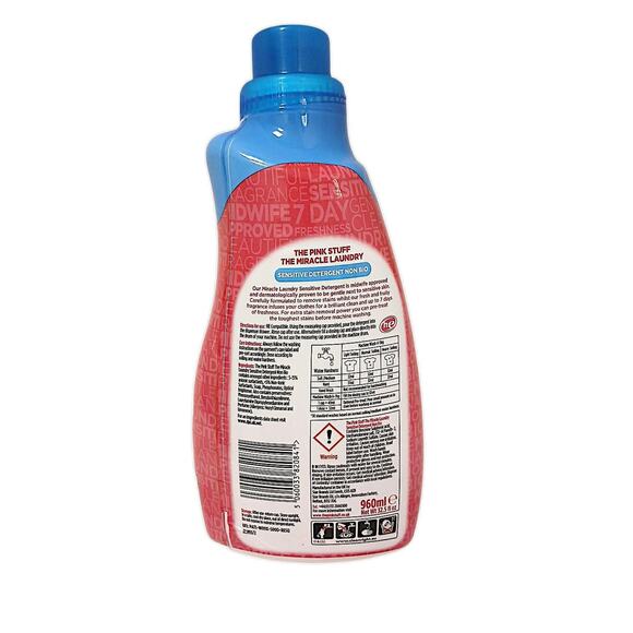 Pink Stuff Sensitive Miracle Laundry Detergent Gentle Non Bio 32.5 fl oz 960 ml - Picture 2 of 11